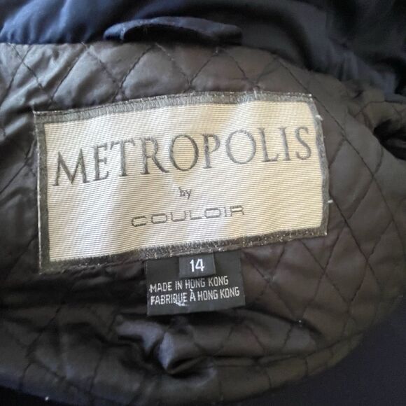 Metropolis Women's Size 14 Winter Parka Coat Jacket Blue Quilted Full Zip Logo - Picture 11 of 11